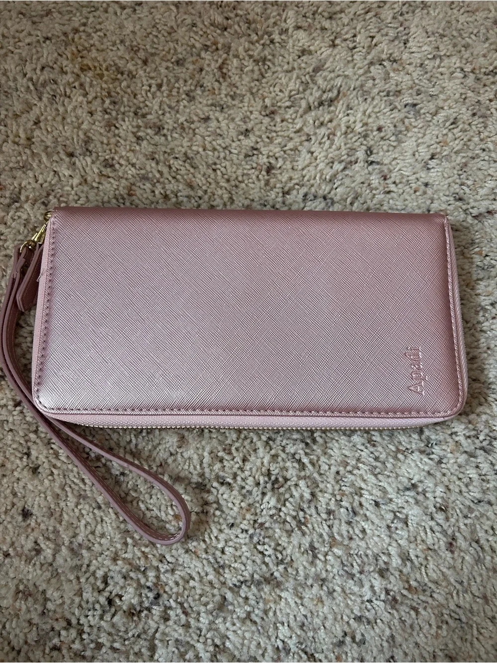 Apadi Metallic Pink Wristlet Clutch